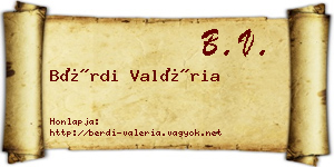 Bérdi Valéria névjegykártya